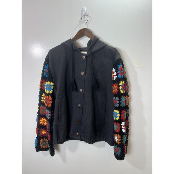 Lakhay's Los Angeles Womens Crochet Jacket Sz M/L Multicolor Festival Boho Artsy - Picture 1 of 8
